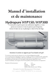 Hydropure H1P150 Manuel D'installation Et De Maintenance