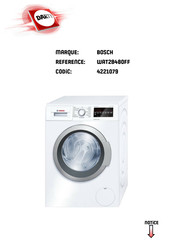 Bosch WAT28480FF Notice D'utilisation Et D'installation