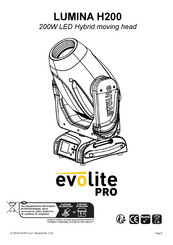 Evolite PRO LUMINA H200 Mode D'emploi