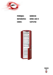 Gorenje ONRK 193 R Notice D'utilisation Detaillee