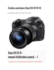 Sony DSX-RX10 VI Manuel D'utilisation Avancée