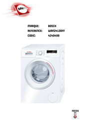 Bosch WAN24130FF Notice D'utilisation Et D'installation