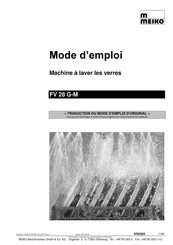 Meiko FV 28 G-M Mode D'emploi