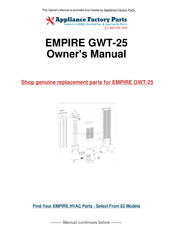 Empire GWT-25 Instructions Pour L'installation Et Manuel Du Propriétaire