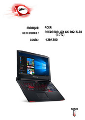 Acer PREDATOR 17 X GX-792 Manuel D'utilisation