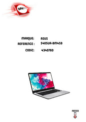 Asus S405UA-BM459 Manuel Électronique