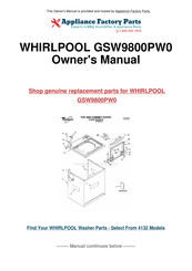 Whirlpool GSW9800PW0 Instructions Pour L'installation