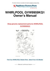 Whirlpool GVW9959KQ1 Guide D'utilisation Et D'entretien