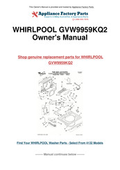 Whirlpool GVW9959KQ2 Guide D'utilisation Et D'entretien