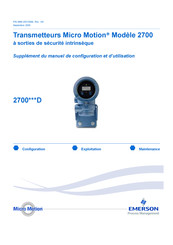 Emerson Micro Motion 2700D Serie Manuel D'utilisation