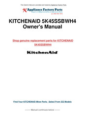 KitchenAid 5K45SSBWH4 Mode D'emploi