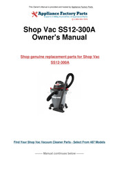 Shop-Vac SS12-300A Manuel D'utilisation