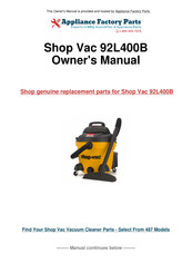 Shop-Vac 92L400B Manuel D'utilisation