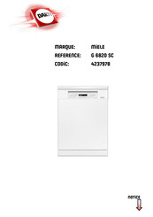 Miele G 6820 SC Mode D'emploi