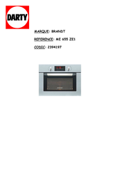 Brandt ME 655 ZE1 Guide D'installation Et D'utilisation