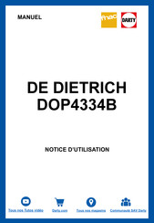 De Dietrich DOP4334B Notice D'installation Et D'utilisation