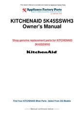 KitchenAid 5K45SSWH3 Mode D'emploi