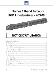 REE MODELES X-2700 Notice D'utilisation