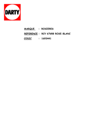 ROSIERES RCV 676RB Notice D'emploi Et D'installation