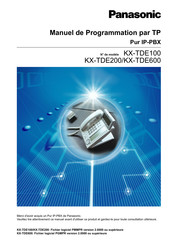 Panasonic KX-TDE100 Manuel De Programmation