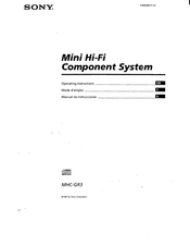 Sony MHC-GR3 Mode D'emploi