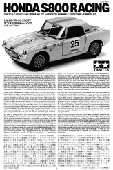 Tamiya Honda S800 RACING 24177 Mode D'emploi