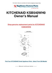 KitchenAid KSB540WH0 Manuel D'instructions