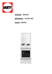 Brandt KE 550 WE1 Guide D'installation