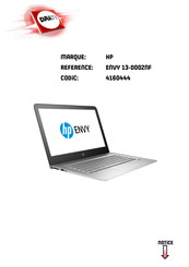 HP ENVY 13-D002NF Manuel De L'utilisateur