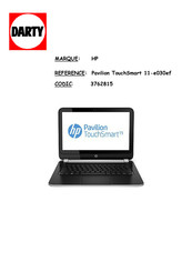 HP Pavilion TouchSmart 11-e030ef Manuel De L'utilisateur