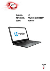 HP Pavilion 15-AK103NF Manuel De L'utilisateur