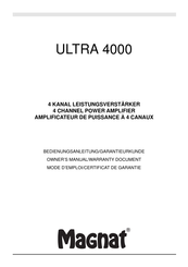 Magnat ULTRA 4000 Mode D'emploi/Certificat De Garantie