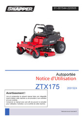 Snapper ZTX175 Notice D'utilisation