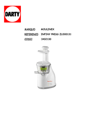 Moulinex infiny press ZU300131 Manuel D'utilisation