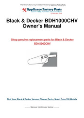 Black & Decker DUSTBUSTER BDH1000CHV Mode D'emploi