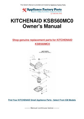 KitchenAid KSB560MC0 Instructions Et Recettes