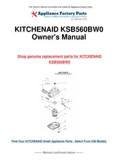 KitchenAid KSB560BW0 Instructions Et Recettes