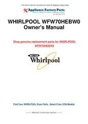 Whirlpool WFW70HEBW0 Guide D'utilisation Et D'entretien