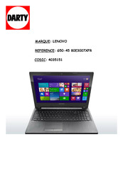 Lenovo 80E1 Guide De L'utilisateur