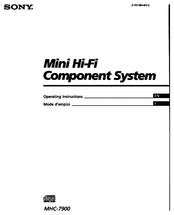 Sony MHC-7900 Mode D'emploi