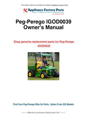 Peg-Perego John Deere IGOD0039 Utilisation Et Entretien