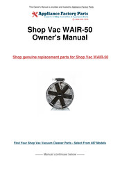 Shop-Vac Shop-air WAIR Serie Manuel De L'utilisateur