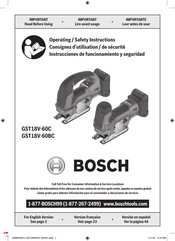 Bosch GST18V-60C Consignes D'utilisation/De Sécurité