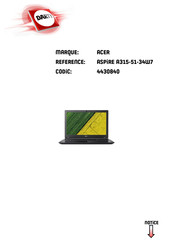 Acer A315-51-34W7 Manuel D'utilisation