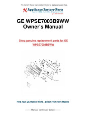 GE Profile Performance WPSE7003A Manuel D'utilisation