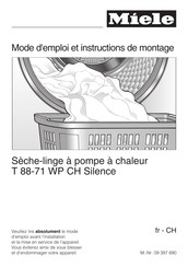 Miele T 88-71 WP CH Silence Mode D'emploi Et Instructions De Montage