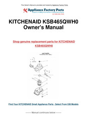 KitchenAid KSB465QWH0 Instructions