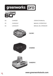 GreenWorks Pro UltraPower CH60DP01 Manuel D'opérateur