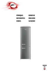 Gorenje ORK192 Serie Notice D'utilisation Detaillee