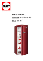 Gorenje RB 60299 OR-15J Notice D'utilisation